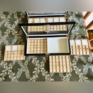 Rare Pandora Jewelry Display Box (Glass Top) - Set of 2 with 4 trays